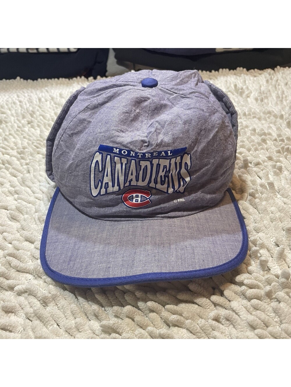 Montreal Canadiens Winter Hat Black Gray Hockey Earflap Baseball Cap Insulated